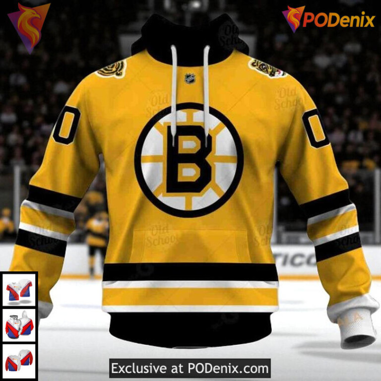 Boston Bruins Hoodie 3D Custom Vintage Sweatshirt With Name And Number - 1