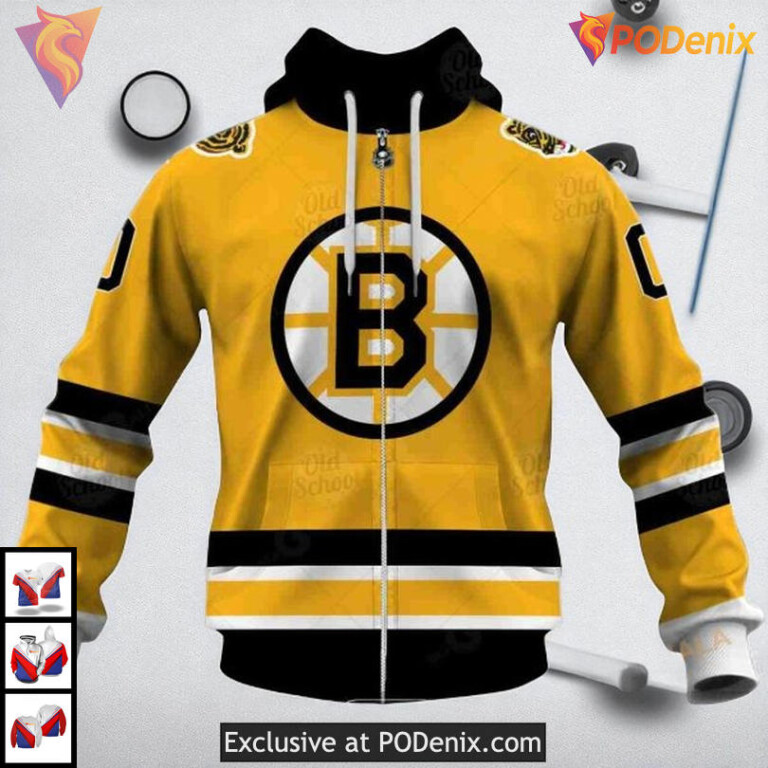 Boston Bruins Hoodie 3D Custom Vintage Sweatshirt With Name And Number - 4