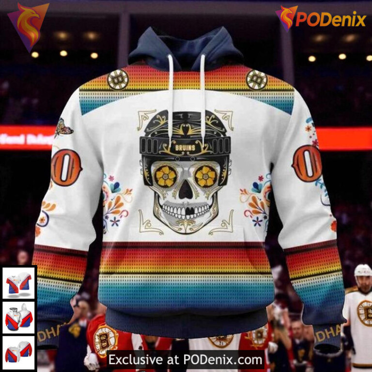 Boston Bruins Hoodie 3D Dia De Los Muertos NHL Cultural Inspired Design