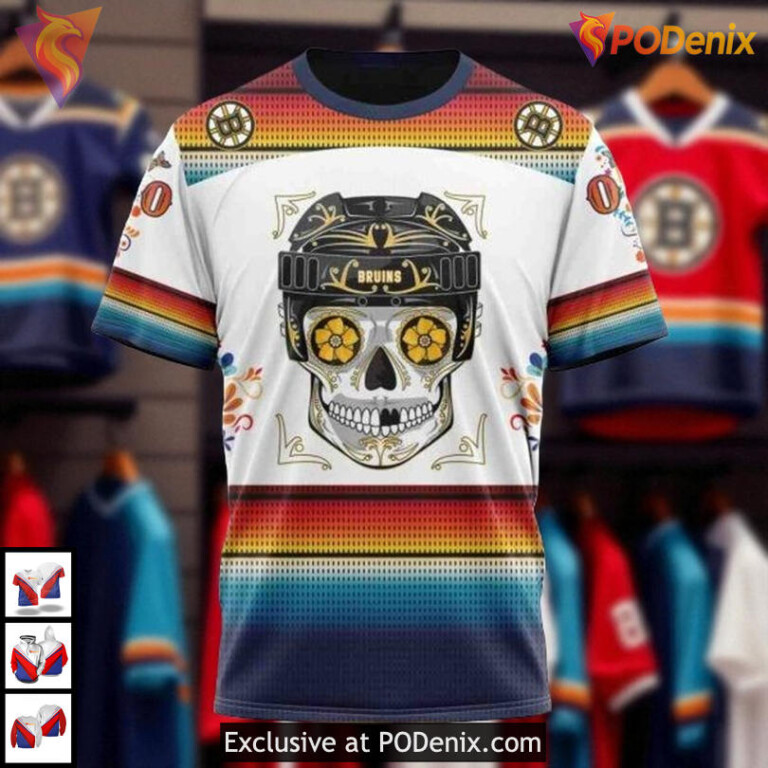Boston Bruins Hoodie 3D Dia De Los Muertos NHL Cultural Inspired Design - 2