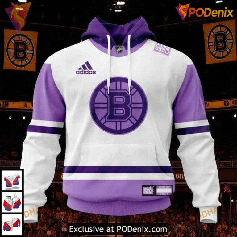 Boston Bruins Hoodie 3D Hockey Fight Cancer Supportive Apparel Stronger Together