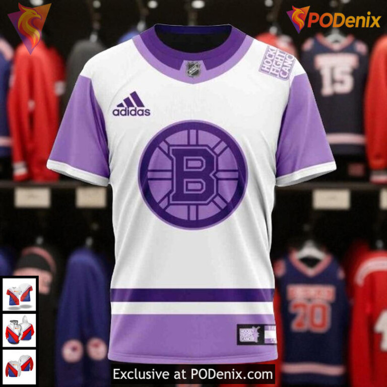 Boston Bruins Hoodie 3D Hockey Fight Cancer Supportive Apparel Stronger Together - 2