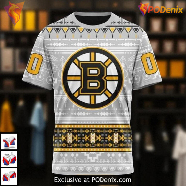 Boston Bruins Hoodie 3D Native Cultural NHL Custom Inspired Edition - 2