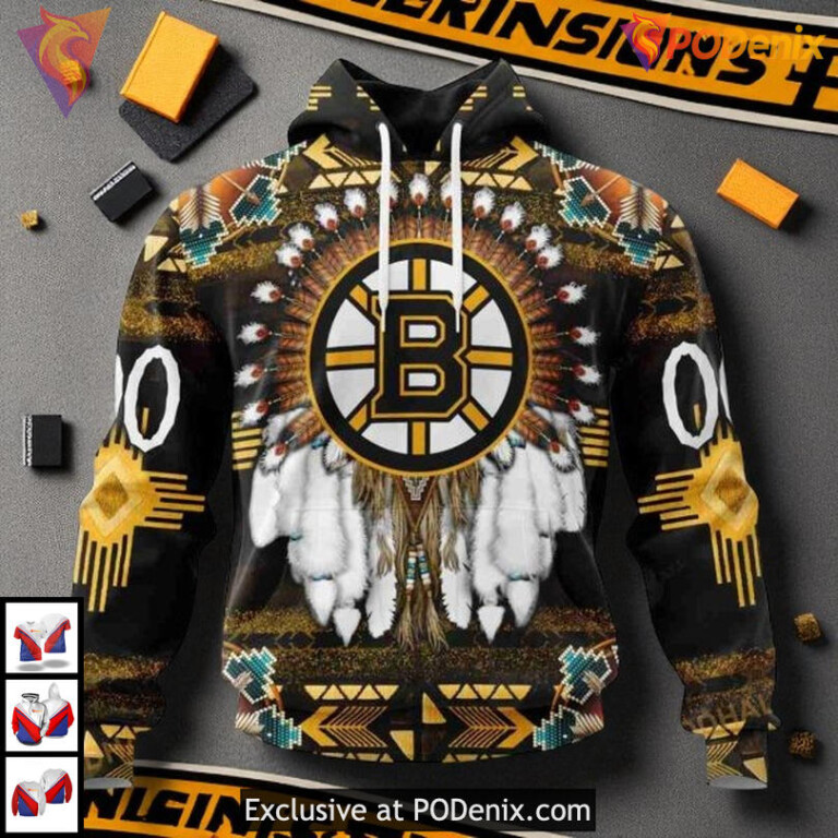 Boston Bruins Kids Hoodie Custom NHL Native Costume Inspired Design