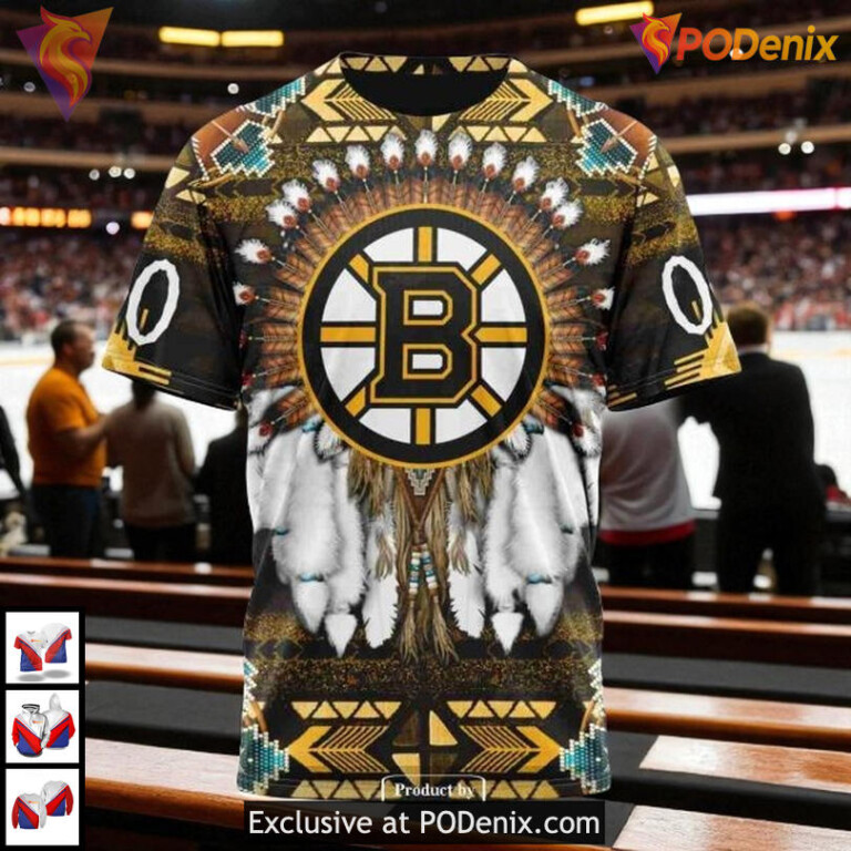 Boston Bruins Kids Hoodie Custom NHL Native Costume Inspired Design - 5