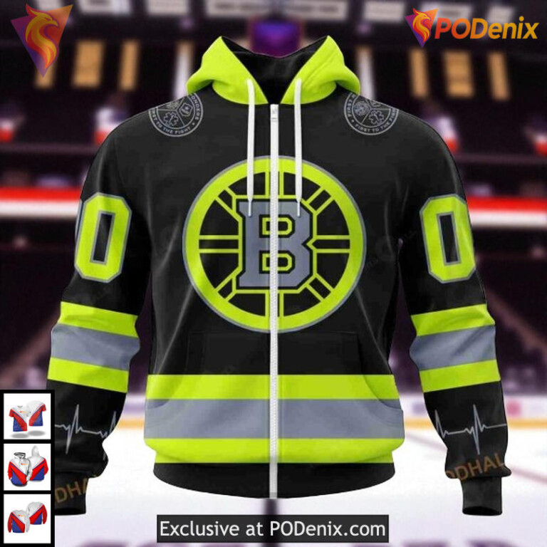 Boston Bruins Unisex Hoodie 3D Custom NHL Firefighter Uniforms Color Design - 1