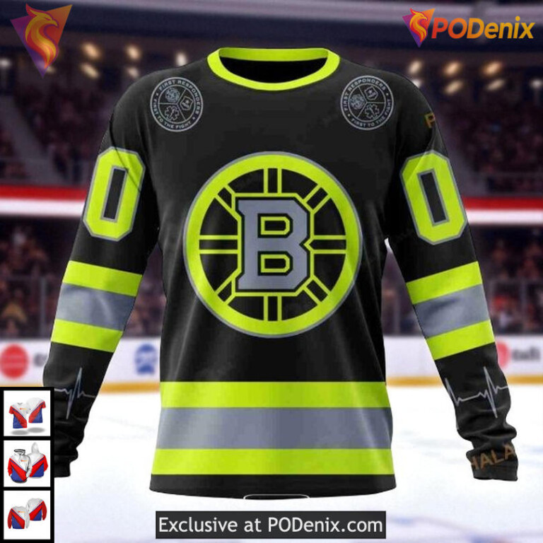 Boston Bruins Unisex Hoodie 3D Custom NHL Firefighter Uniforms Color Design - 3
