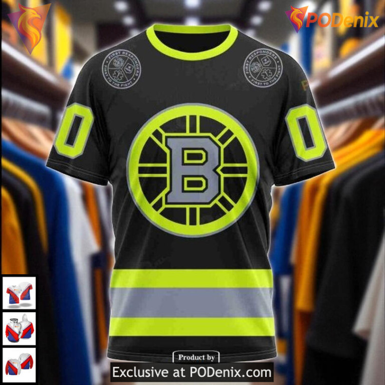 Boston Bruins Unisex Hoodie 3D Custom NHL Firefighter Uniforms Color Design - 5