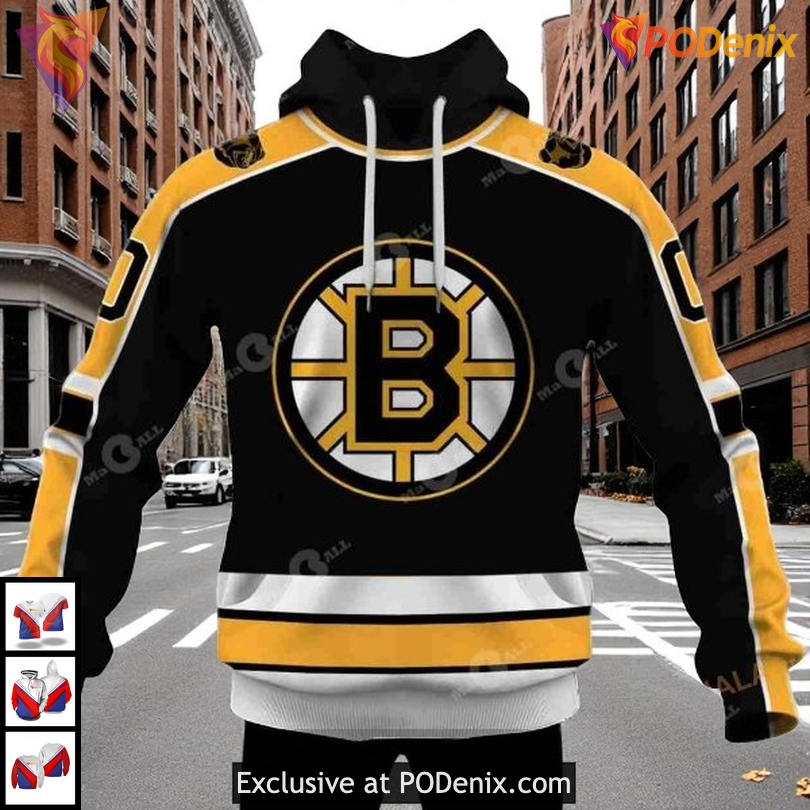 Boston Bruins Vintage Away Hoodie 3D Custom Retro Unisex Sweatshirt
