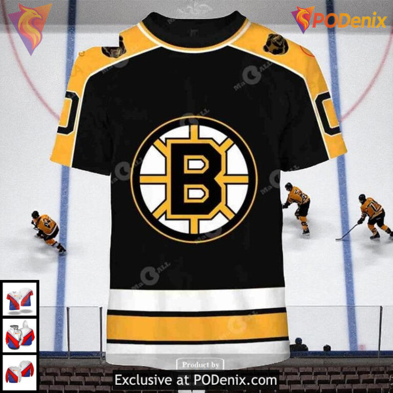 Boston Bruins Vintage Away Hoodie 3D Custom Retro Unisex Sweatshirt - 1