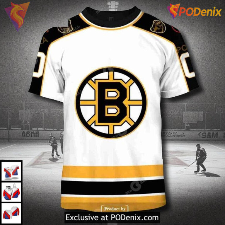 Boston Bruins Vintage Home Hoodie 3D Custom Retro Pullover Sweatshirt - 1