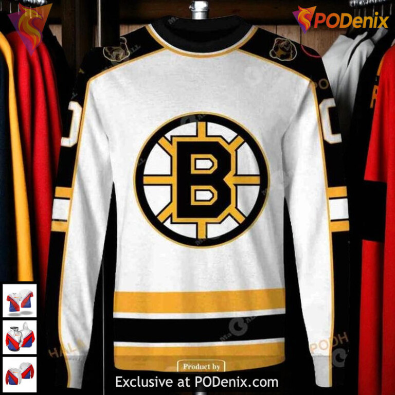 Boston Bruins Vintage Home Hoodie 3D Custom Retro Pullover Sweatshirt - 2