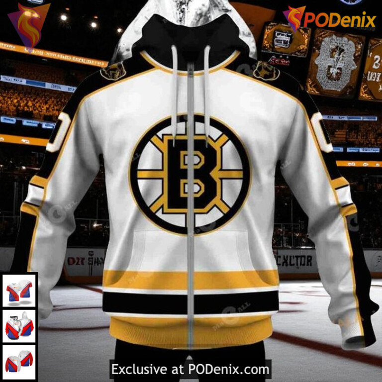 Boston Bruins Vintage Home Hoodie 3D Custom Retro Pullover Sweatshirt - 3
