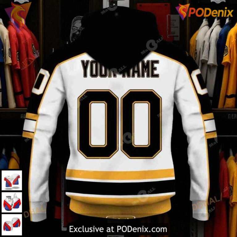 Boston Bruins Vintage Home Hoodie 3D Custom Retro Pullover Sweatshirt - 4