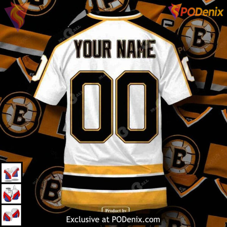 Boston Bruins Vintage Home Hoodie 3D Custom Retro Pullover Sweatshirt - 5