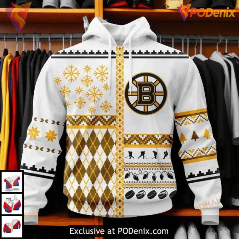 Boston Bruins Vintage Hoodie Custom NHL Christmas Is Coming Unisex