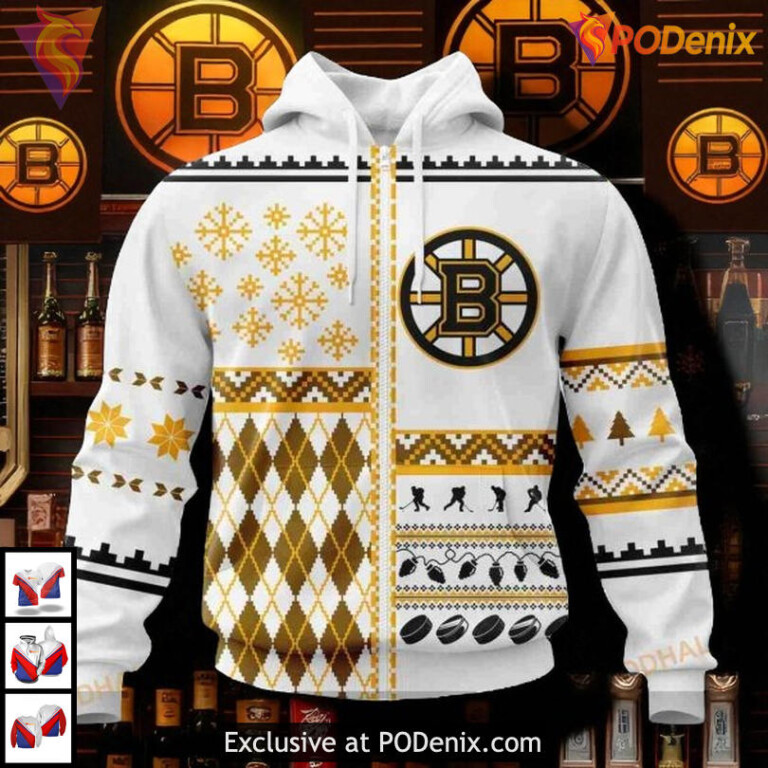 Boston Bruins Vintage Hoodie Custom NHL Christmas Is Coming Unisex - 1