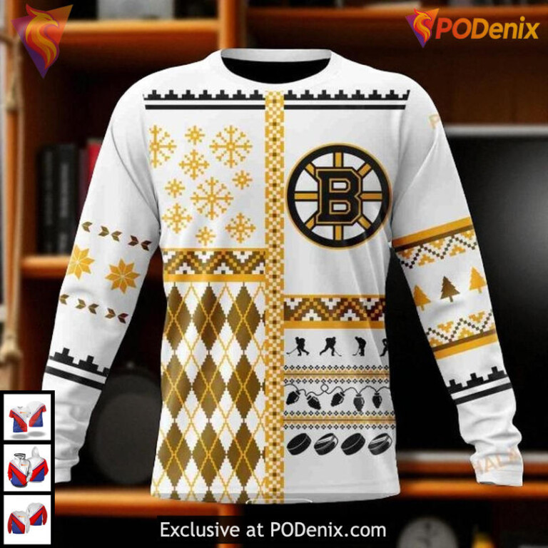 Boston Bruins Vintage Hoodie Custom NHL Christmas Is Coming Unisex - 3