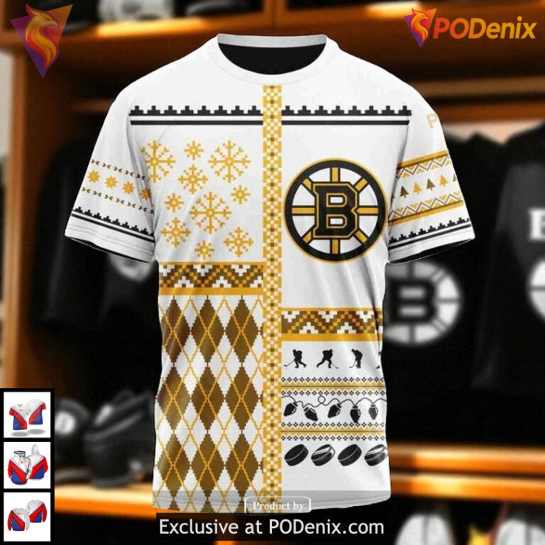 Boston Bruins Vintage Hoodie Custom NHL Christmas Is Coming Unisex - 5