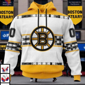 Boston Bruins Zip Up Hoodie Autism Awareness Supportive Edition Love Wins