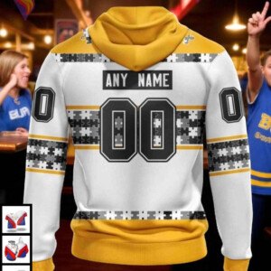 Boston Bruins Zip Up Hoodie Autism Awareness Supportive Edition Love Wins - 1