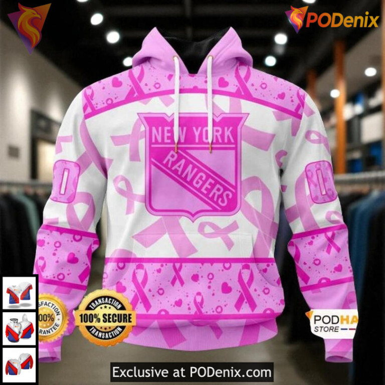 Breast Cancer Awareness Gear Personalized New York Rangers Hoodie 3D