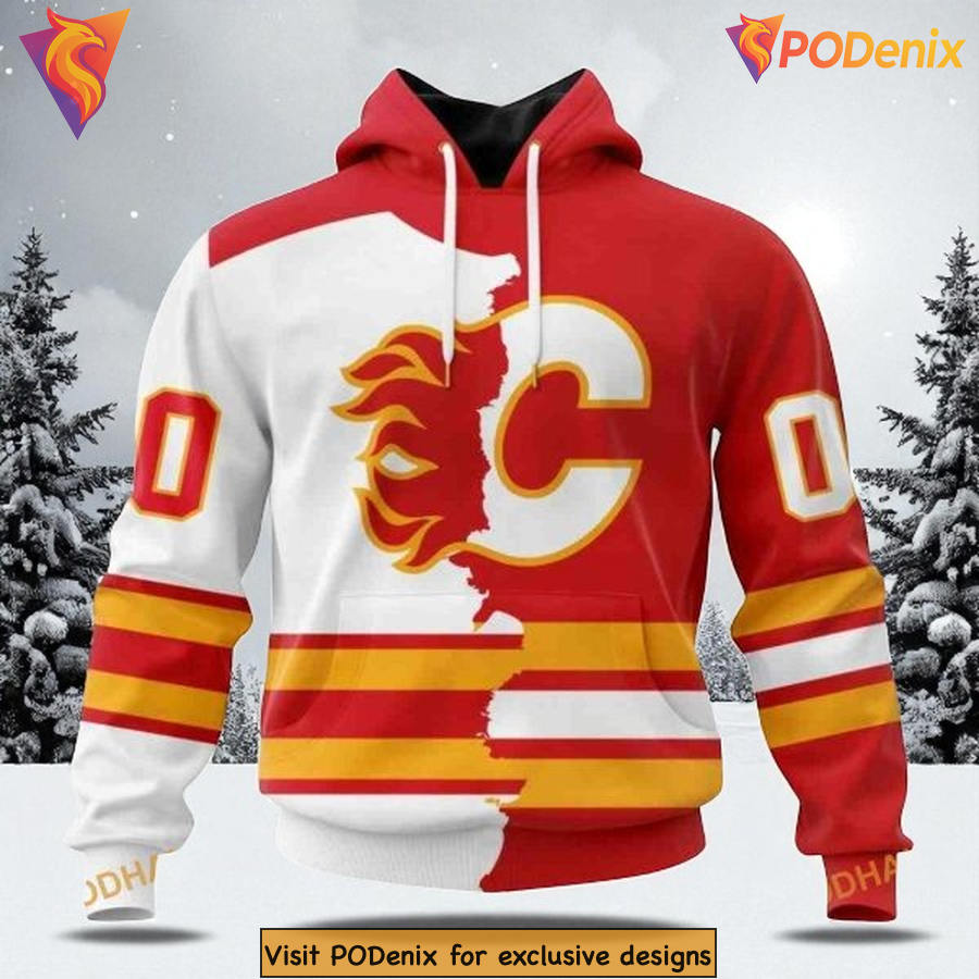 Calgary Flames Hoodie 3D, Custom 2025 Mix Home Away Design For NHL Fans