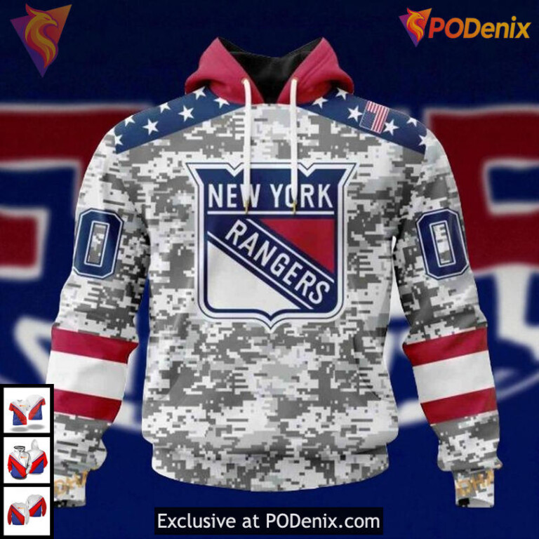 Camo Design For Veterans Day Personalized New York Rangers Hoodie 3D