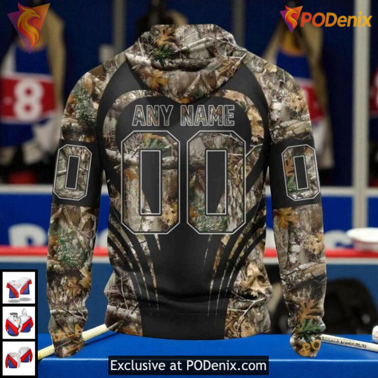 Camo Hunting Custom Number New York Rangers Hoodie 3D, NHL Hockey Style - 1