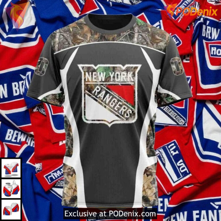 Camo Hunting Design Custom Name New York Rangers Hoodie, NHL 3D Apparel - 2