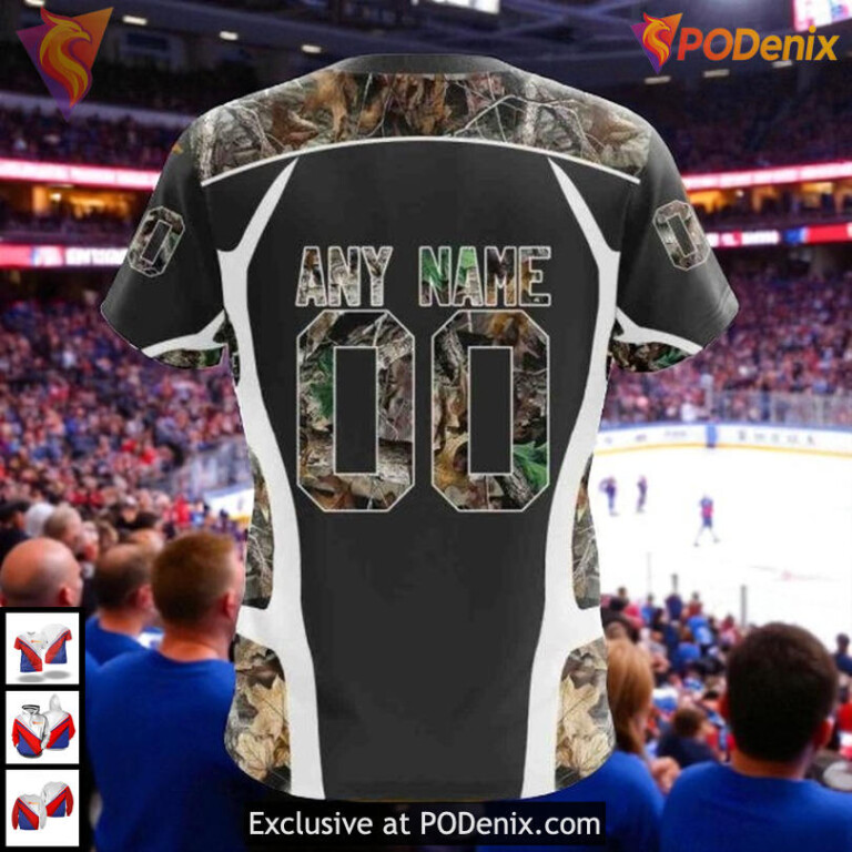 Camo Hunting Design Custom Name New York Rangers Hoodie, NHL 3D Apparel - 3
