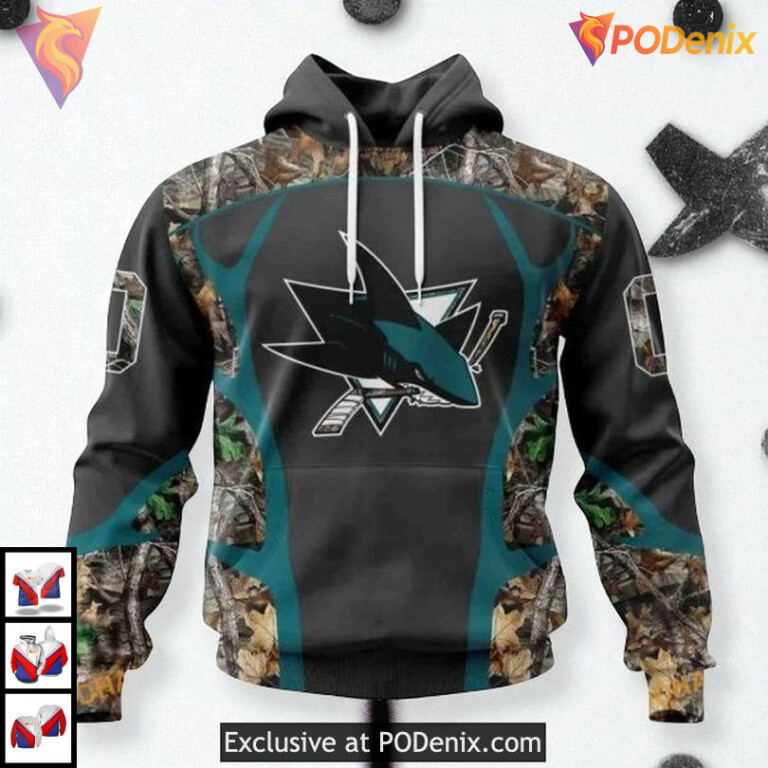 Camo Hunting Graphic Style Custom San Jose Sharks 3D Hoodie NHL Shirt