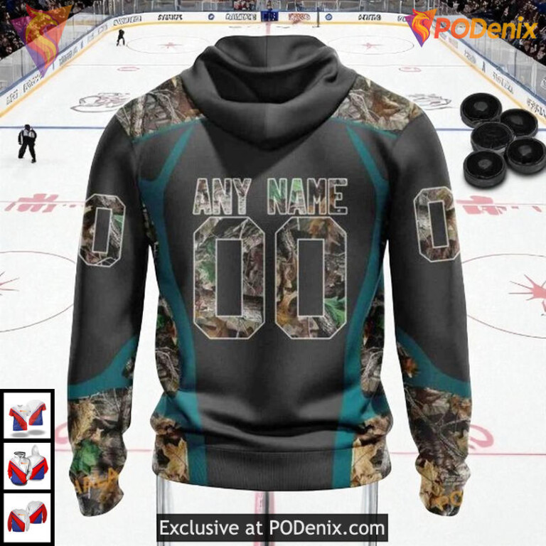 Camo Hunting Graphic Style Custom San Jose Sharks 3D Hoodie NHL Shirt - 1