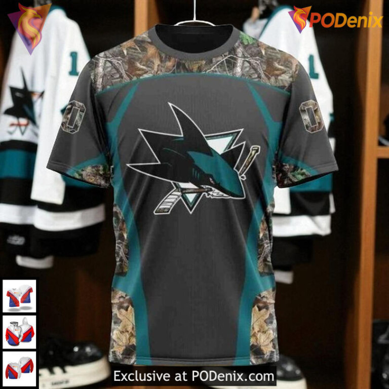 Camo Hunting Graphic Style Custom San Jose Sharks 3D Hoodie NHL Shirt - 2