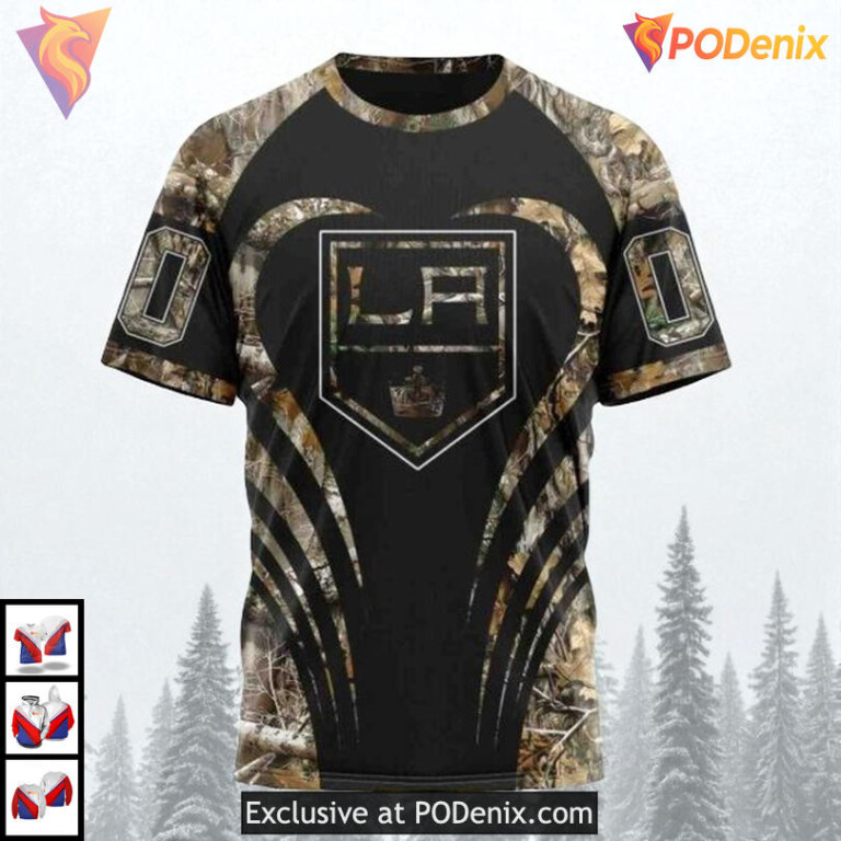 Camo Hunting Graphic Style Personalized Los Angeles Kings Hoodie NHL 3D - 2