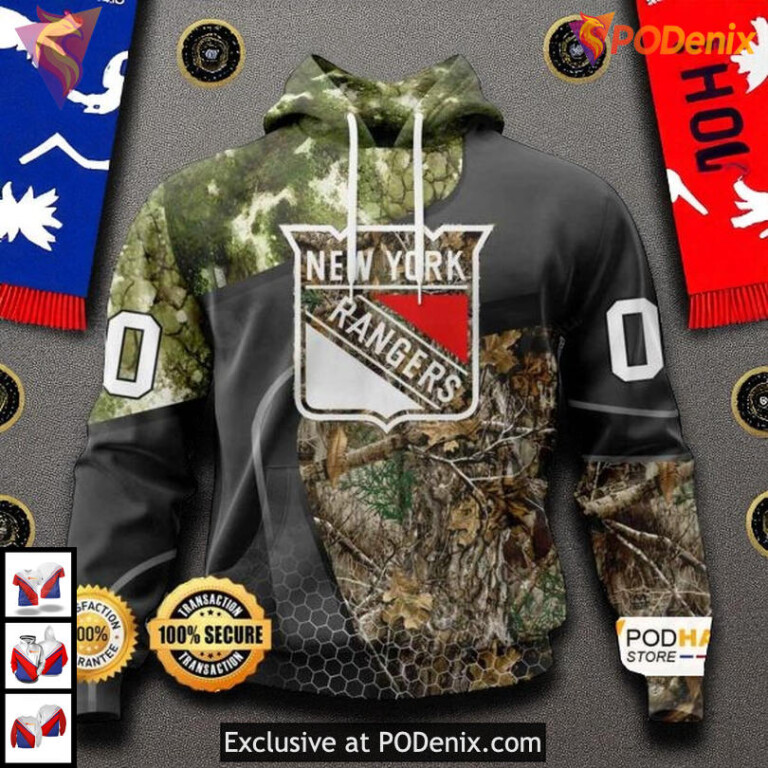 Camo Hunting NHL Team Apparel New York Rangers Full Print Hoodie, 3D Style