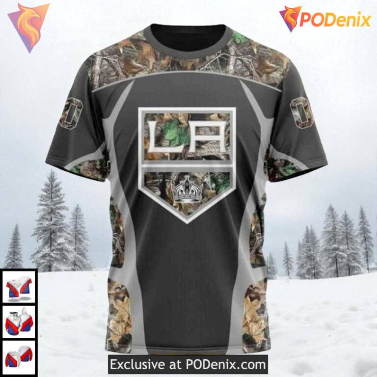Camo Hunting Outdoor Edition Custom Los Angeles Kings Unisex Hoodie NHL 3D - 2