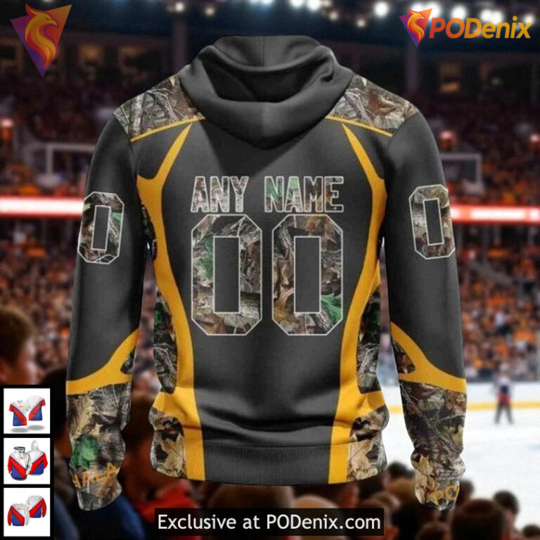Camo Hunting Personalized NHL Boston Bruins Pullover Hoodie 3D Outdoor - 1