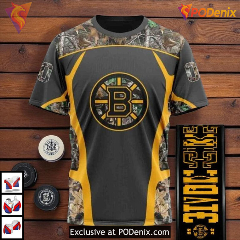 Camo Hunting Personalized NHL Boston Bruins Pullover Hoodie 3D Outdoor - 2