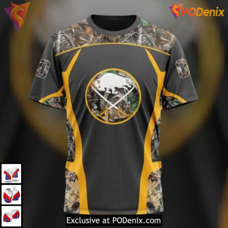 Camo Hunting Style Personalized NHL Buffalo Sabres Unisex Hoodie 3D Custom Gear - 2