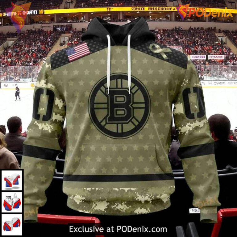 Camo Military Appreciation Custom NHL Boston Bruins All Over Print Hoodie
