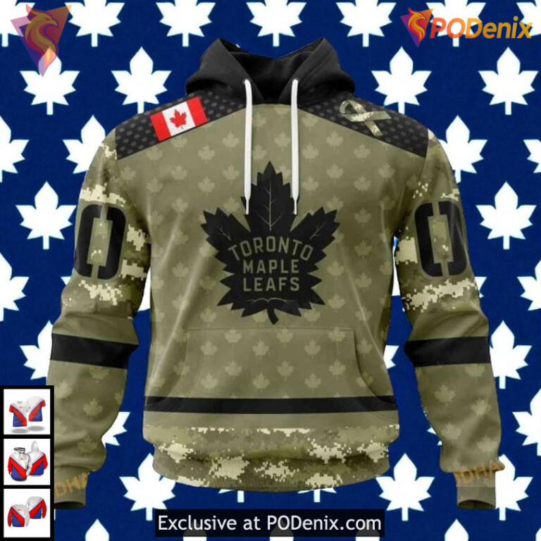 Camo Military Appreciation Custom NHL Toronto Maple Leafs Custom Number Hoodie 3D