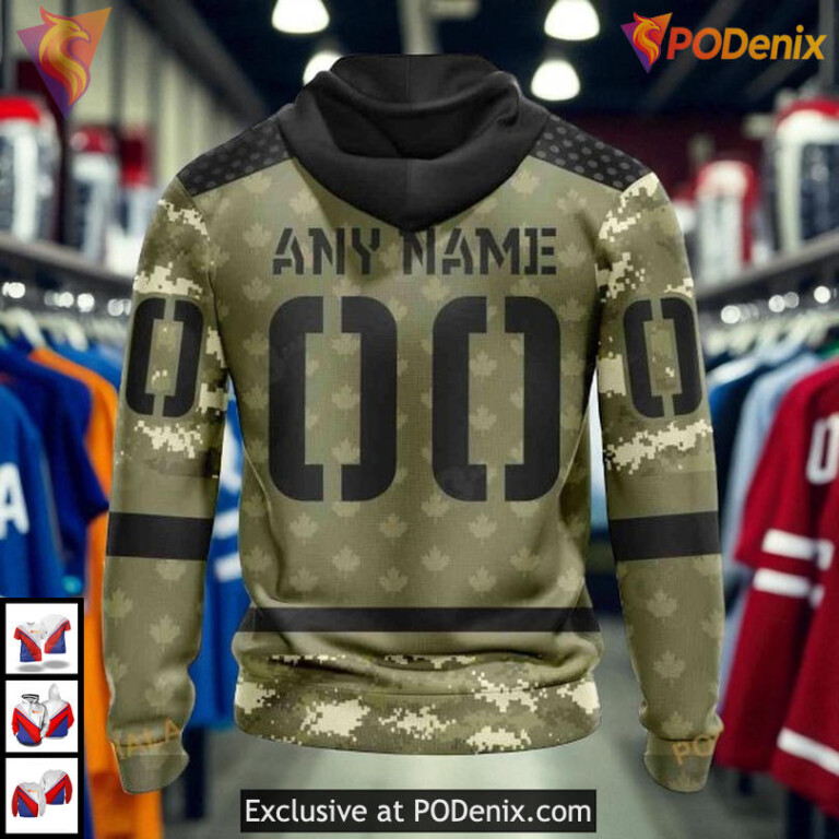 Camo Military Appreciation Custom NHL Toronto Maple Leafs Custom Number Hoodie 3D - 1