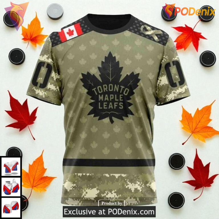 Camo Military Appreciation Custom NHL Toronto Maple Leafs Custom Number Hoodie 3D - 2