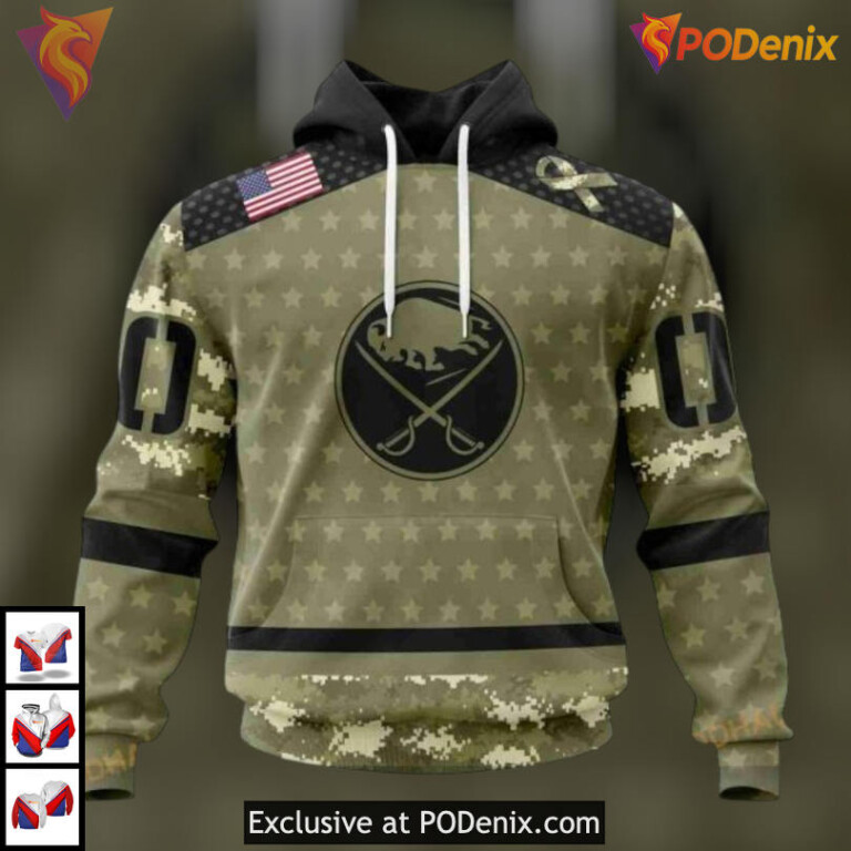 Camo Military Appreciation Edition NHL Buffalo Sabres 3D Hoodie Custom