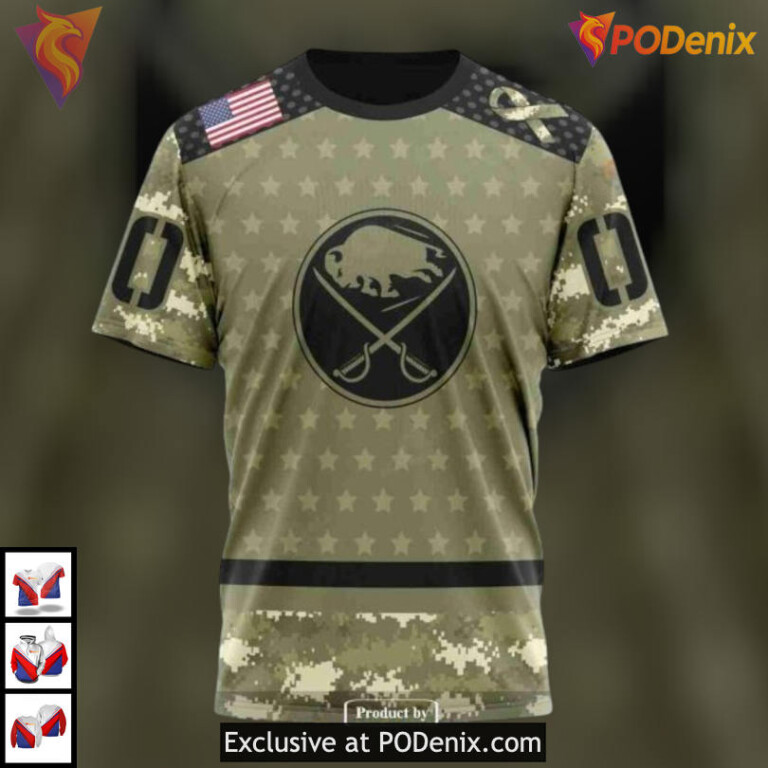 Camo Military Appreciation Edition NHL Buffalo Sabres 3D Hoodie Custom - 3