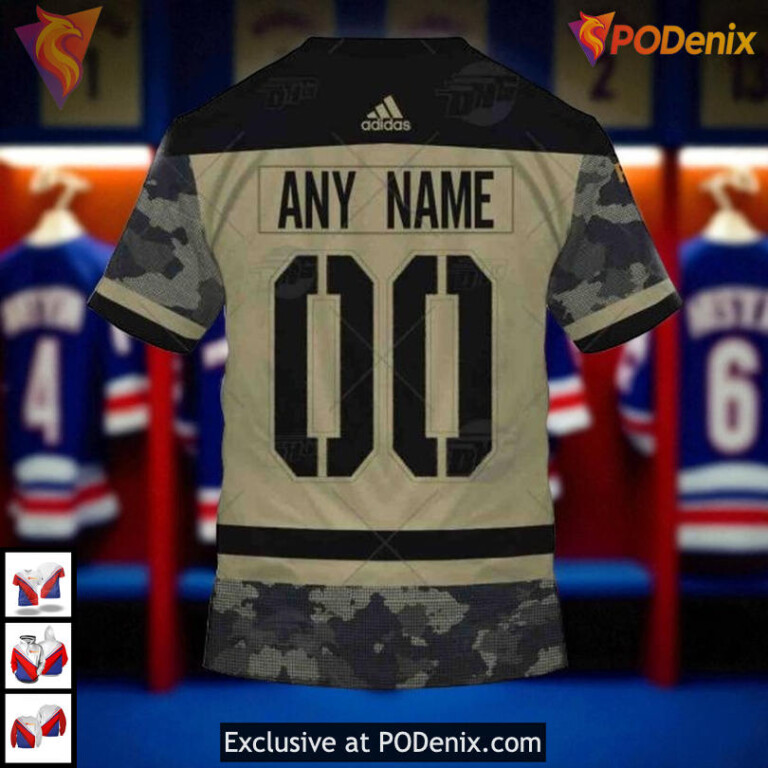 Camo Military Jersey New York Rangers Personalized 3D Hoodie, Custom NHL - 1
