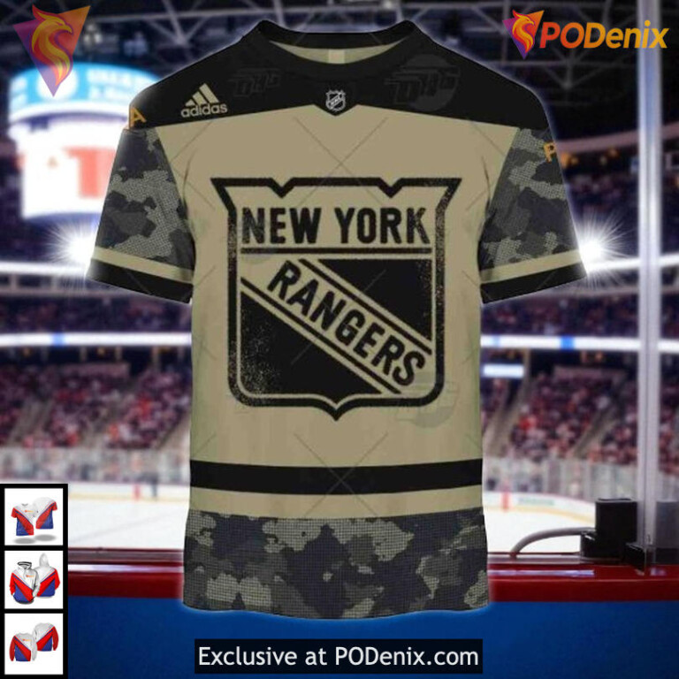 Camo Military Jersey New York Rangers Personalized 3D Hoodie, Custom NHL - 2