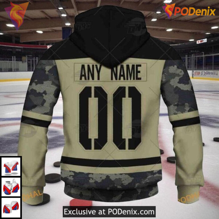 Camo Military Jersey Tribute NHL Personalized Edmonton Oilers Hoodie 3D - 3