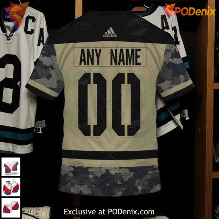 Camo Military Practice Jersey Custom San Jose Sharks All Over Print Hoodie 3D - 1